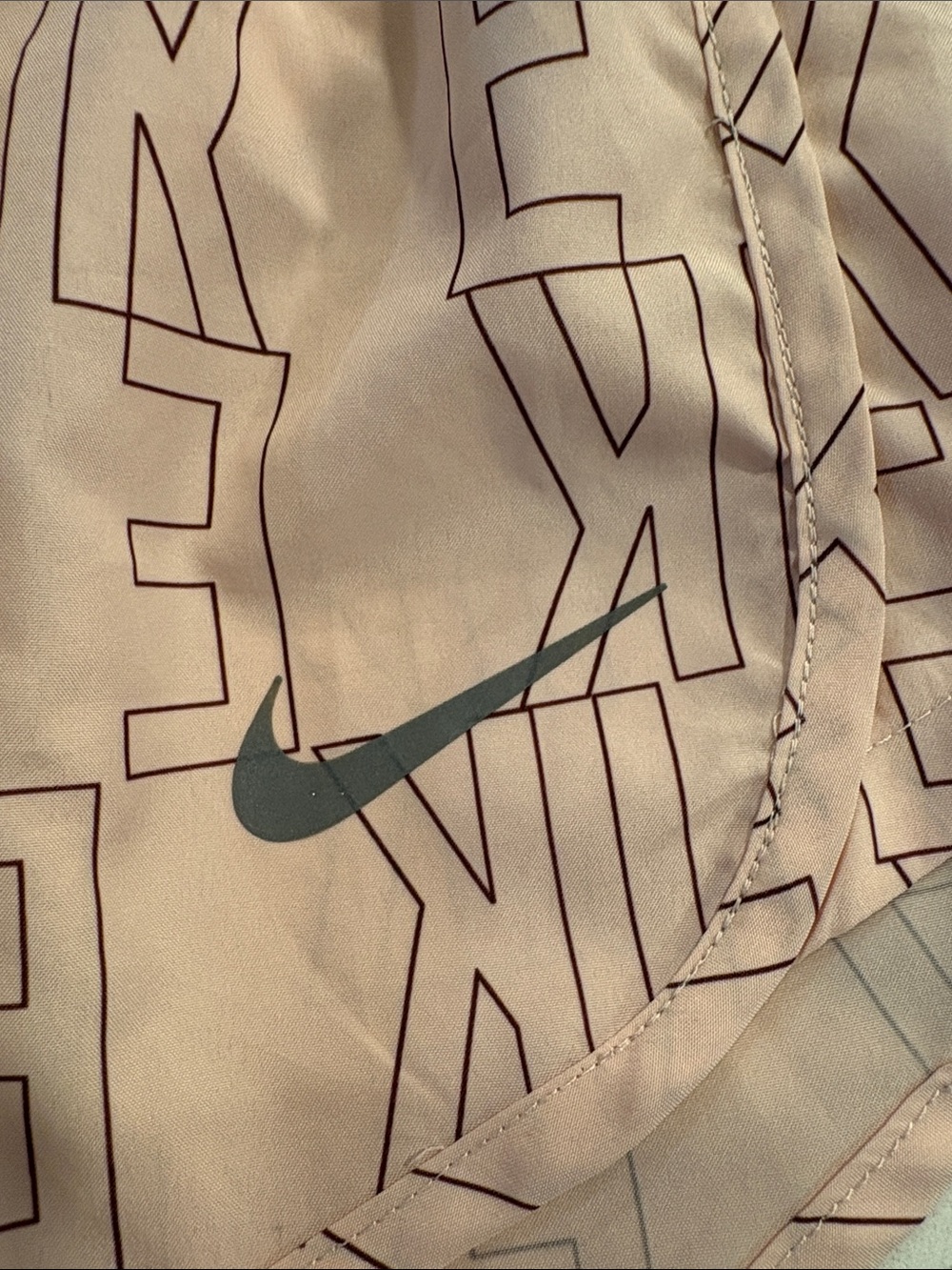 Nike Dri-Fit Running Shorts ~ Small ~ Pink with Burgundy Wordmark Throughout - Picture 3 of 16